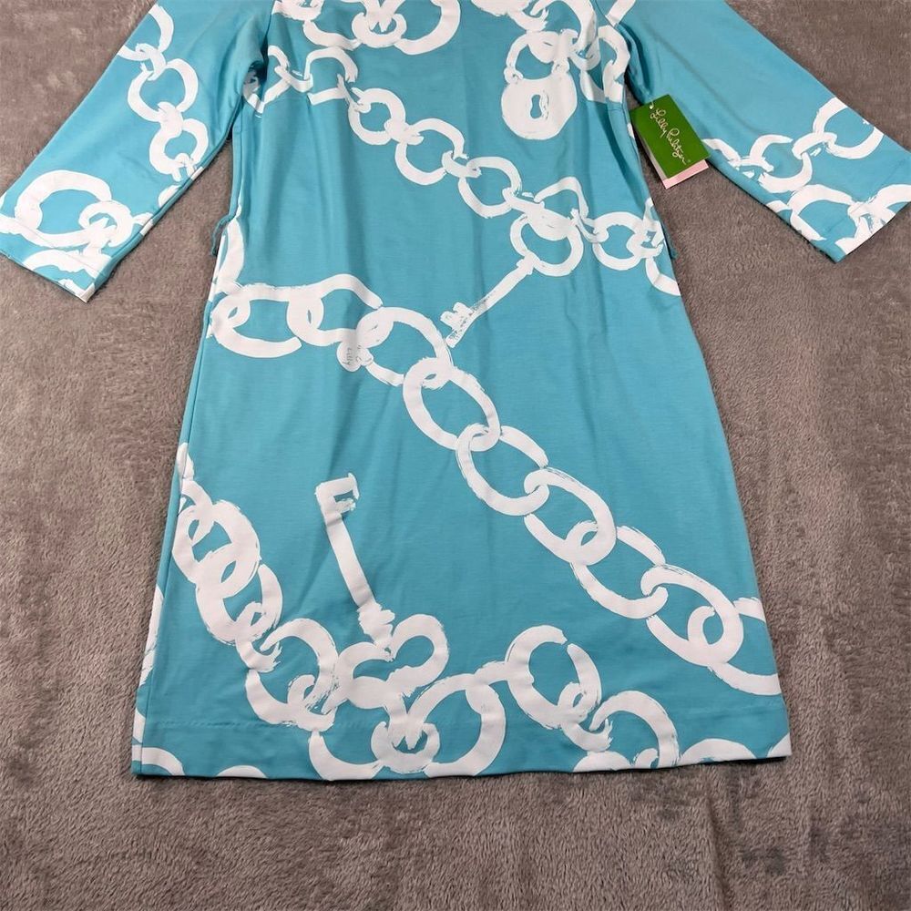 Lilly Pulitzer Blue and White Chain Print Dress